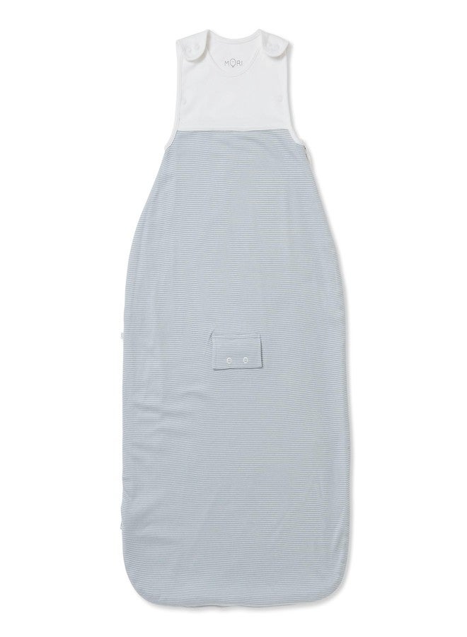 MORI Baby Unisex Clever Sleep Sack in Blue Stripe with Fitted Neck - Two Way Zip Sleeping Bag - Breathable Swaddle - 1.5 TOG - Image 1